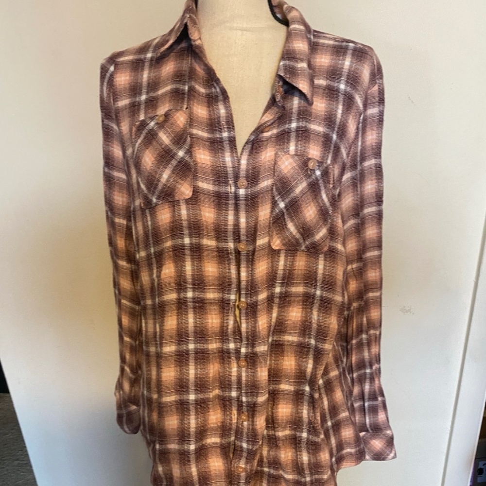 BCBG Generation Plaid Button Down Shirt Size M